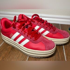 Adidas Bold Red and White Platform Sneakers